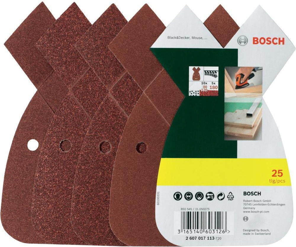 Bosch Zestaw arkuszy papieru ciernego perforowanych rna ziarnisto 102 x 62 mm 25