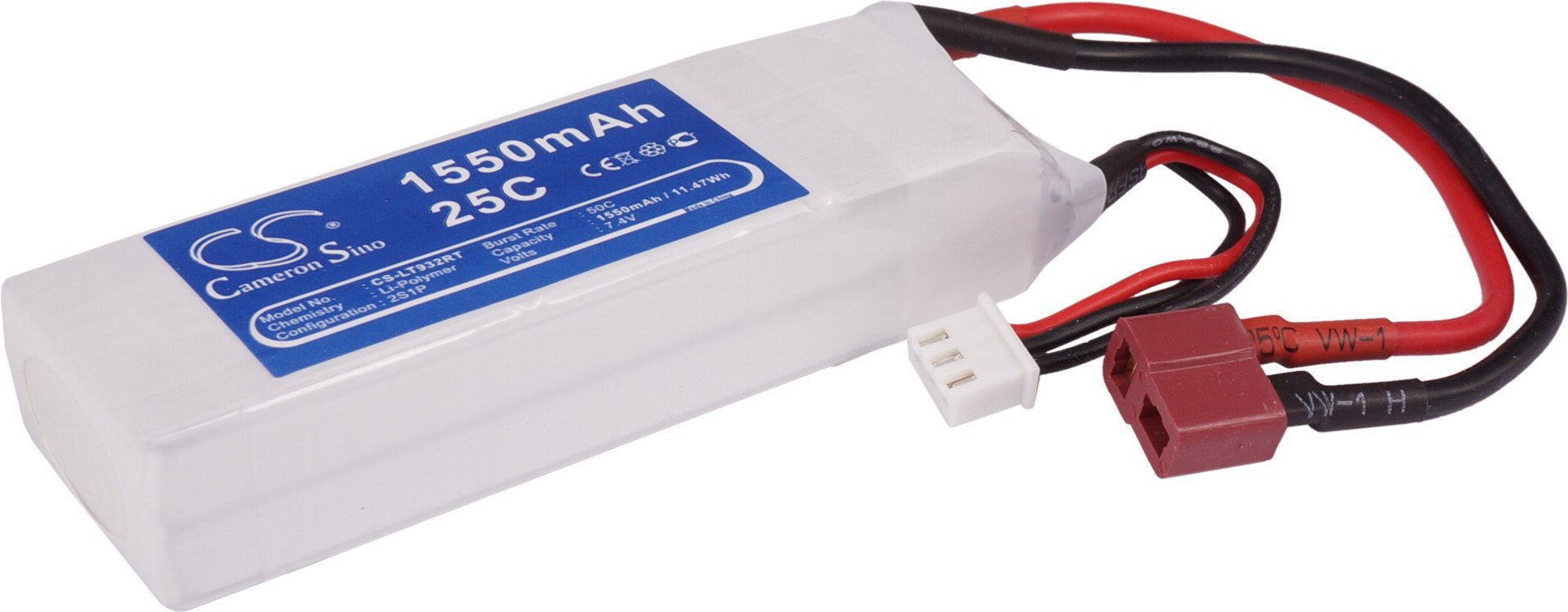 Cameron Sino 1550mAh 11.47Wh Li-Polymer 7.4V 2S 25C () CS-LT932RT