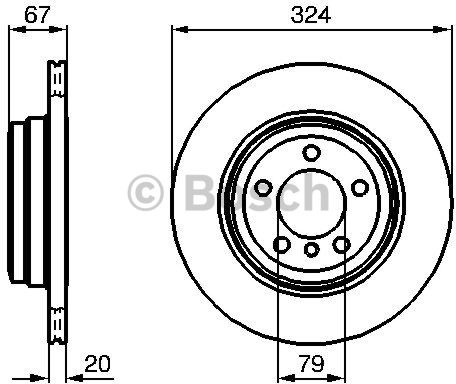 BOSCH Tarcza hamulcowa tylna, 0 986 479 004  0986479004