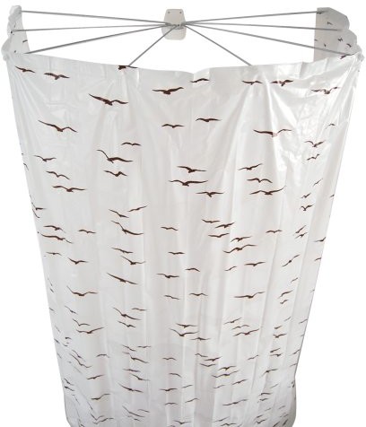 Ridder 582090-350 drążek prysznicowy typu parasol z zasłonką, motyw beżowych ptaków (Sylt beige)