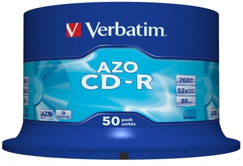 Verbatim 43343 CD-R AZO Crystal 52 X 700 MB CD-R półfabrykaty wrzeciona  lat VE43343