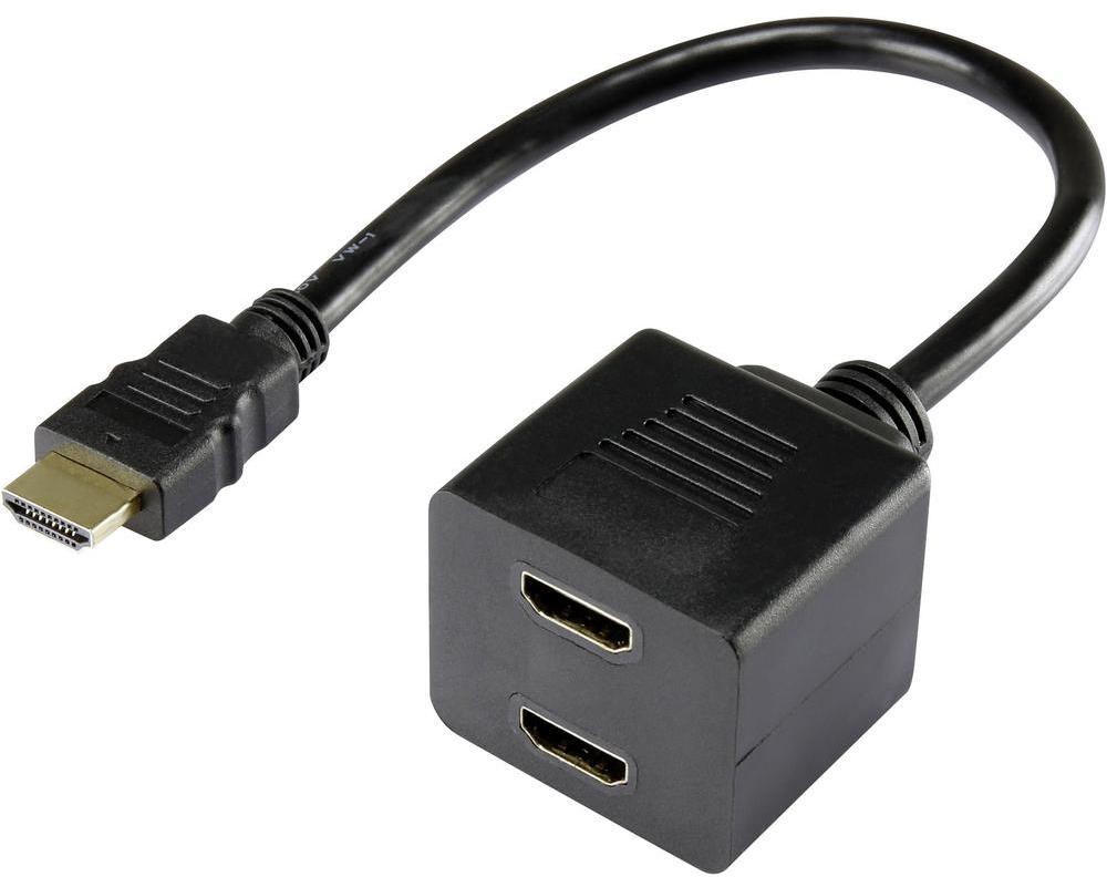 Renkforce Rozdzielacz adapter Y HDMI 1404059 [1x złącze męskie HDMI 2x złącze żeńskie HDMI] pozłacane styki