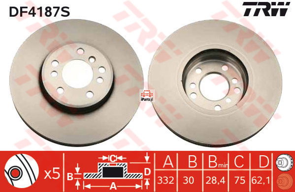 TRW Tarcza hamulcowa DF4187S