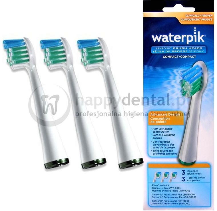 Waterpik SRSB-3E 3szt. - końcówki do SZCZOTECZKI sonicznej mini kompaktowe (SR-1