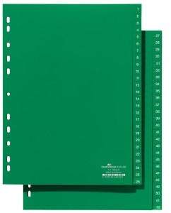 DURABLE Przekładka A4 zielone, nadrukowane indeksy, 1-52