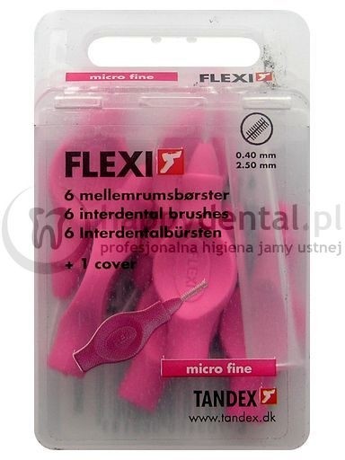 Tandex Flexi 6szt. BOX 0.40-2.5mm (RÓŻOWE) - pudełko 6 szczoteczek międzyzębowyc