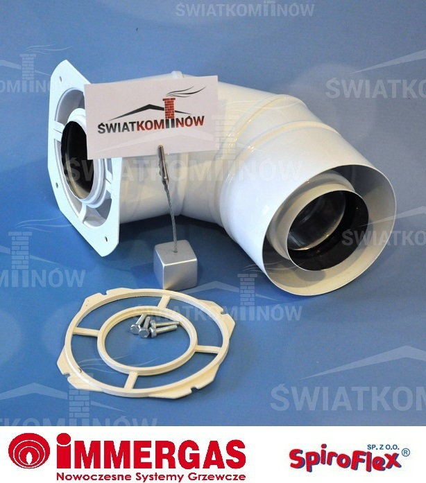 Spiroflex Adapter biały IMK Immergas 60/100 na 60/100 kolano 90 ° złączka do kot