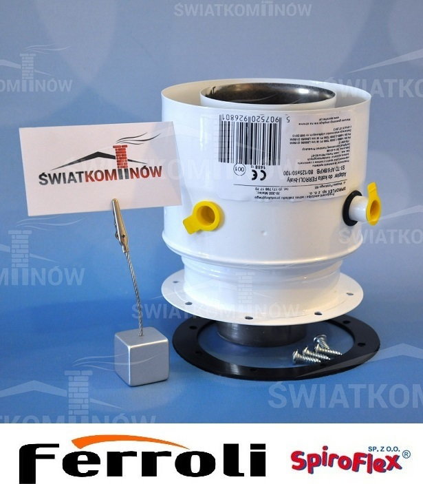 Spiroflex Adapter Biały F6/8KP Ferroli 60/100 na 80/125 złączka do kotła SX-TD-A