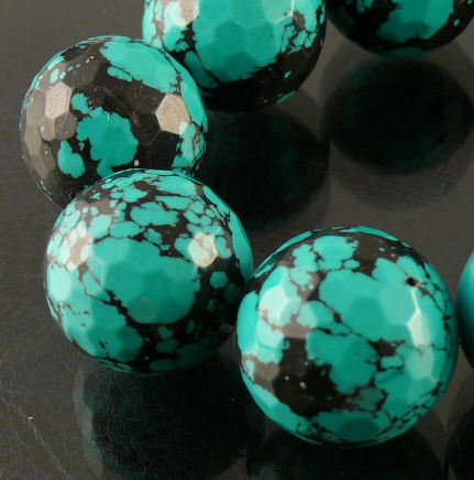 Turkus Mielony Kule Fasetowane 20mm 8106