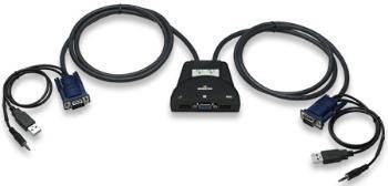 Manhattan Przełącznik KVM Mini, 2-portowy, USB, Audio, Czarny 151245