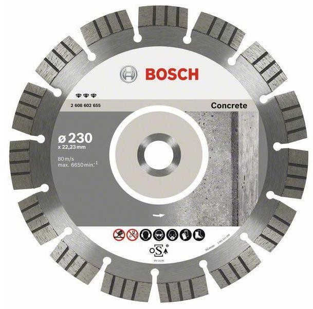 Bosch Diamentowa tarcza tnąca Best do betonu 115 x 22 23 x 2 2 x 12 mm 2608602651 Średnica 115 mm Średnica wewnętrzna 22.23 mm 1 szt
