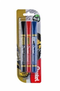 Pentel Poland Sp z o.o MARKERY PERMANENTNE Z OKRĄGŁĄ KOŃCÓWKĄ N850-CZARNY CZERWONY I NIEBIESKI