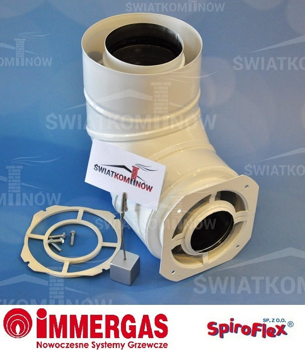 Spiroflex Adapter biały Immergas kolano 90° 60/100-80/125 IMK złączka do kotła S