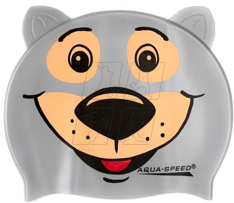 Aqua Speed Czepek pływacki silikonowy ZOO Bear Junior szary