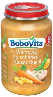 BOBOVITA Warzywa ze schabem i kluseczkami po 9 miesiącu 190 g