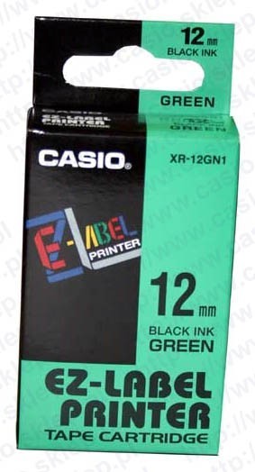 Casio oryginalny taśma do drukarek etykiet, , XR-12GN1, czarny druk/zielony