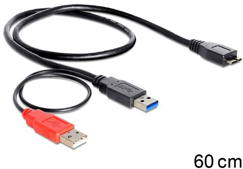 Delock Kabel USB 3.0-A Stecker auf USB 3.0-micro B Stecker/USB 2.0-A Stecker (82909)