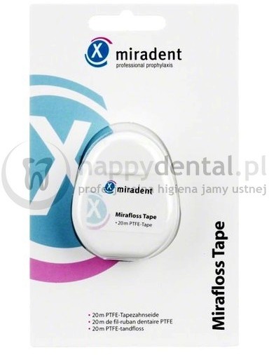 Hager and Werken MIRADENT Mirafloss Tape 20m - Taśma dentystyczna powlekana tefl