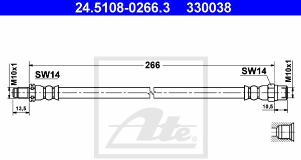 ATE PRZEWÓD HAM 24.5108-0266.3 VW GOLF I 1.8 89-93 24.5108-0266.3