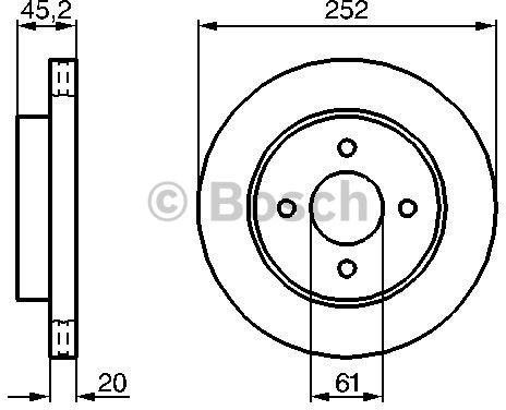 BOSCH Tarcza hamulcowa przednia, 0 986 479 238  0986479238