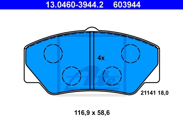 ATE KLOCKI HAM 13.0460-3944.2 FORD TRANSIT 1.6, 2.0 85-92, 2.5D 86-91 13.0460-3944.2