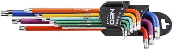 NEO-TOOLS Klucze Torx kolorowe 9 szt.