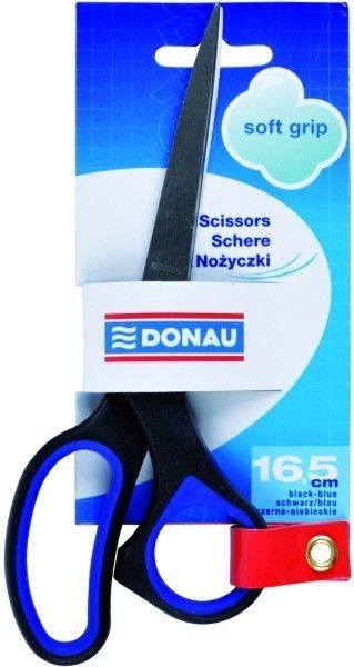 Donau Nożyczki SOFT GRIP 16,5 cm czarno - niebieski - J0106 NB-2562