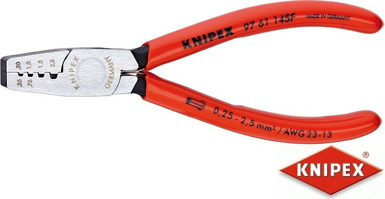 Knipex szczypce do zagniatania tulejek kablowych, PCW (97 61 145 F)