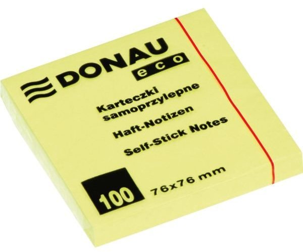 Donau Bloczek 76x76 mm ECO żółty 100 kartek samoprzylepny NB-1123