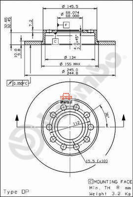 BREMBO Tarcza hamulcowa 08.9136.11