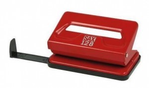 Sax Dziurkacz biurowy metalowy 128 czerwony (do 12 kartek) 0-128-73
