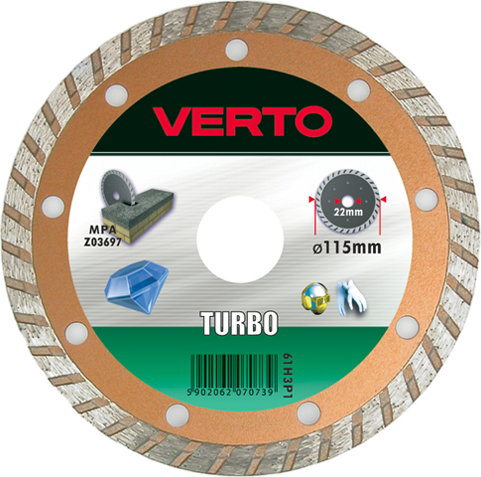Verto Tarcza diamentowa 125mm, turbo, , 61H3P5