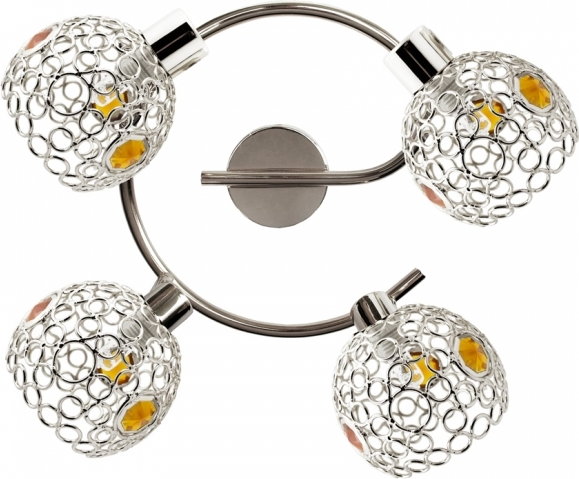 Candellux Kryształowy plafon sufitowy LAMPA ścienna OPRAWA spot ARON 98-12272 Chrom bursztynowy