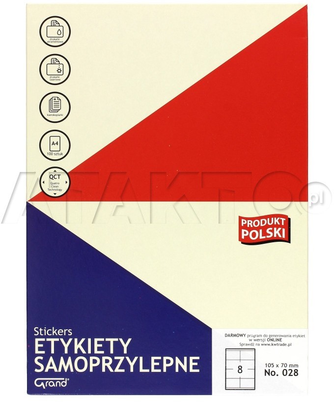 Grand Etykiety uniwersalne 105x70/8 białe 100) KA6749