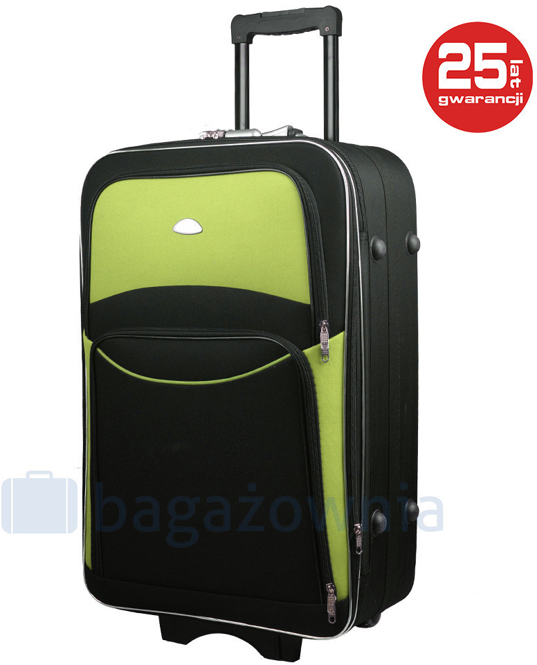 PELLUCCI Duża walizka PELLUCCI 773 L Czarno zielona - czarny / zielony