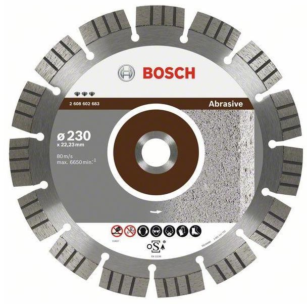 Bosch Diamentowa tarcza tnąca Best for Abrasive 230 x 22 23 x 2 4 x 15 mm 2608602683 Średnica 230 mm Średnica wewnętrzna 22.23 mm 1 szt