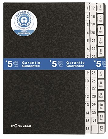 Pagna 24441-04 segregator, 44 przegródki, czarny, lniany grzbiet, zakładki: 131, 112 (JanDez) 24441-04