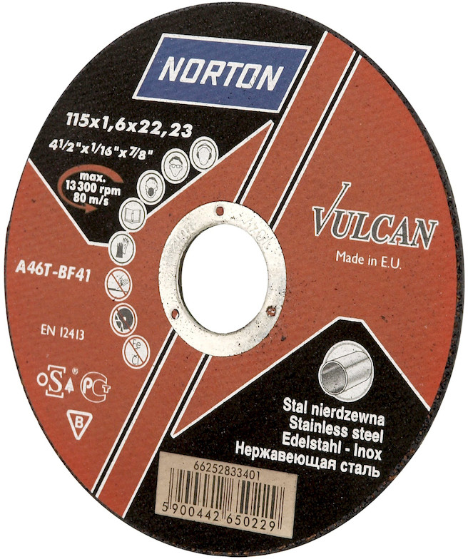 NORTON Tarcza do cięcia stali inox płaska 115 x 1,6 x 22