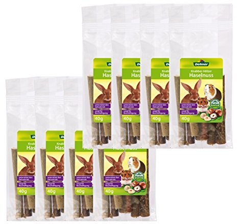 Dehner Nagersnack, Knabberholz Haselnuss, 8 X 40 G (320 G)