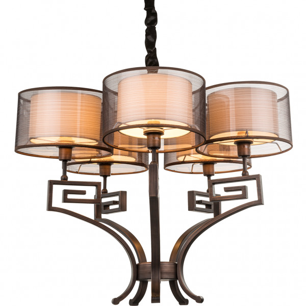 Globo Lighting Żyrandol LAMPA wisząca JUAN 69009-5H abażurowa OPRAWA metalowa zwis brąz antyczny