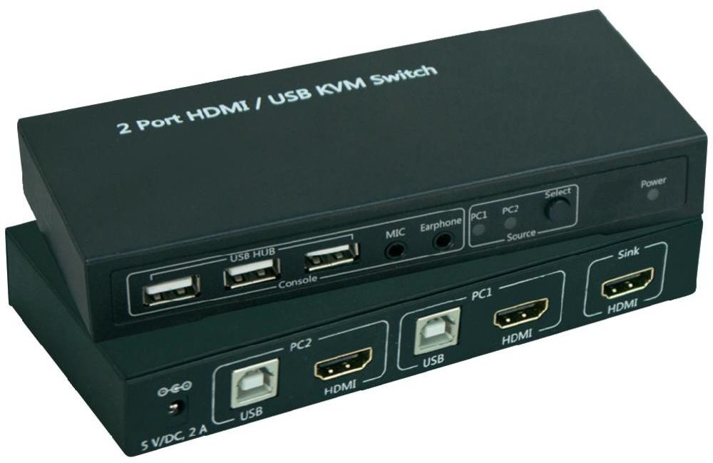 Przełącznik KVM HDMI USB 1920 x 1080 px Ilość przełączalnych PC 2