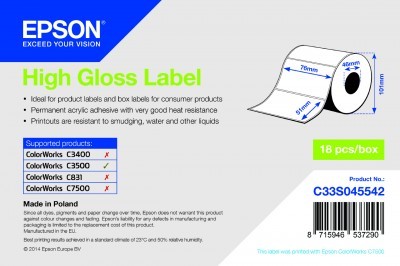 Epson HIGH GLOSS LABEL - DIE-CUT - C33S045542