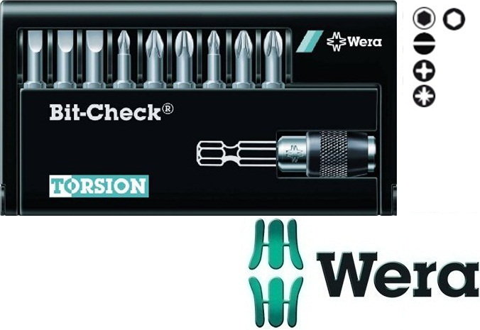 Wera bity Torsion z uchwytem uniwersalnym, szybkomocujący, w zestawie Bit-CheckR (5056161001)