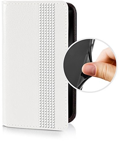 Sony eSPee SZ3Bo051 Xperia Z3 Schutzhülle Wallet Flip Case Weiß mit Strass Borte Silikon Bumper und Magnetverschluß für Xperia Z3