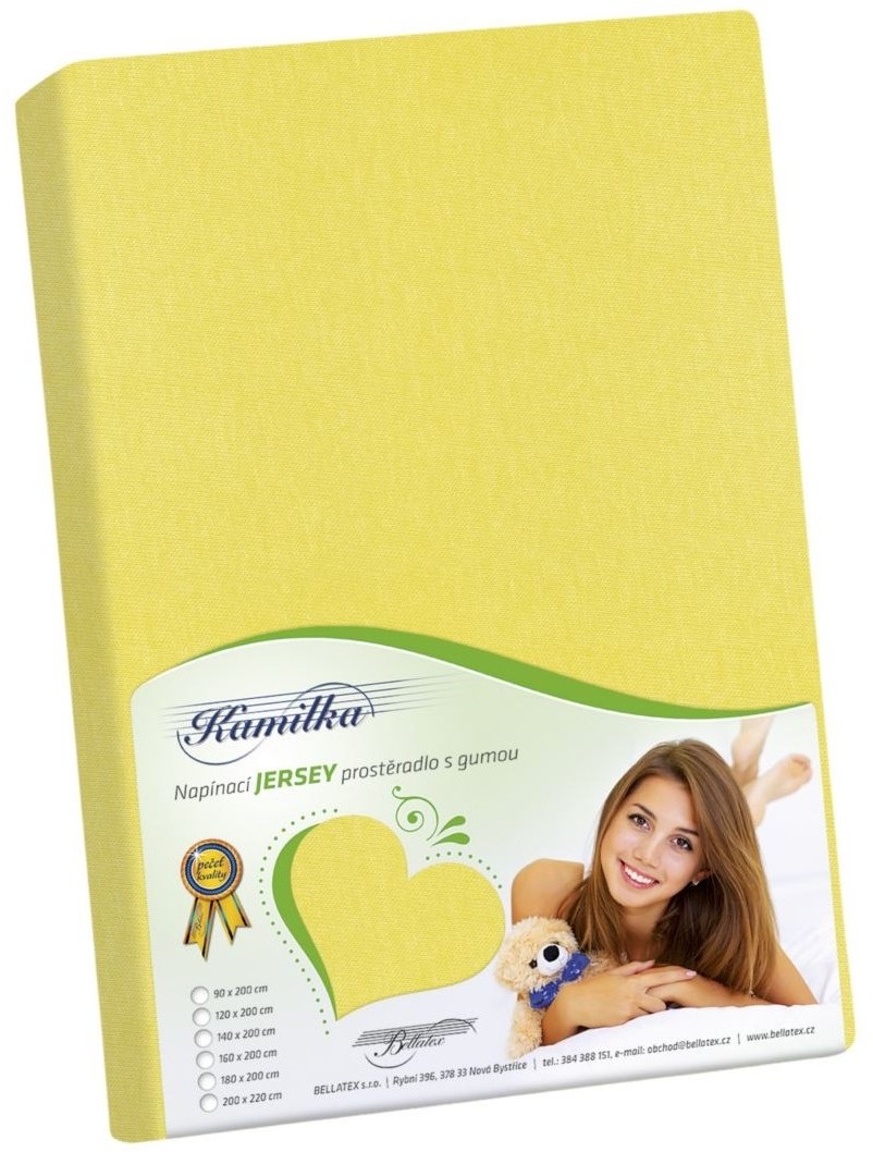 Bellatex Prześcieradło jersey Kamilka żółty, 200x220 cm