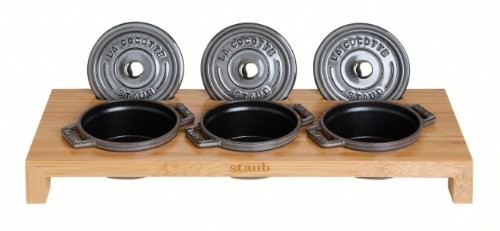Staub 40510  299  0 deska do serwowania na 3 Mini-cocottes 42 x 16 cm deska do serwowania, żeliwo, brązowy, 42 x 16 x 48 cm 1190698