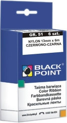 Black Point taśma maszynowa gr. 51-13 mm x 6 m czerwono-czarna nylonowa 6 szt. I (IM050)