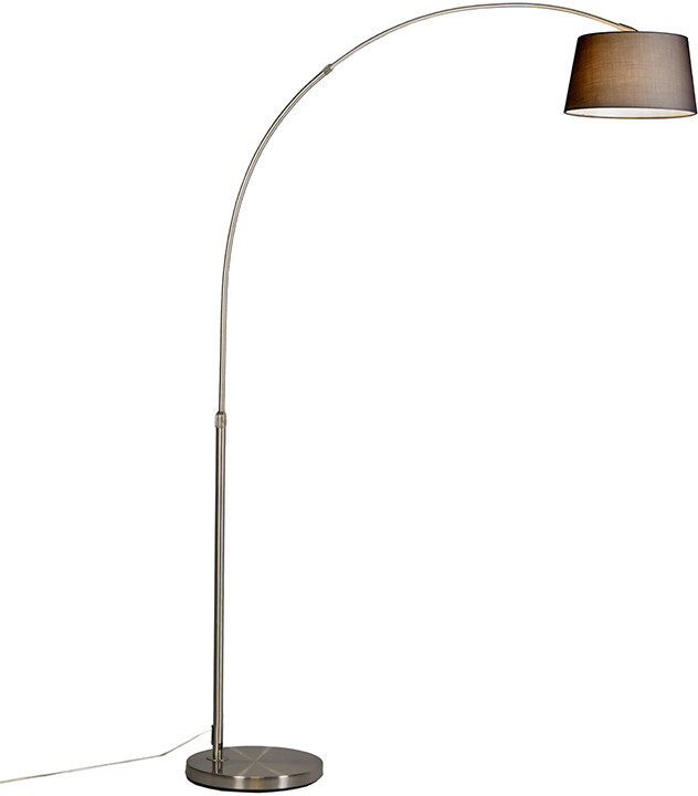QAZQA Nowoczesna lampa łuk stal klosz czarny tkanina - Arc Basic