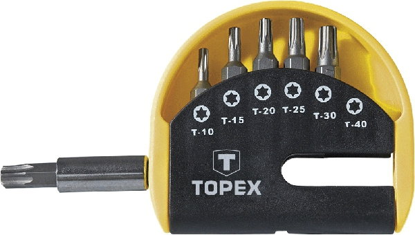 Topex 39D351 7szt Końcówki wkrętakowe z uchwytem
