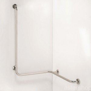 Bemeta Uchwyt pod prysznic z pionową podporą, lewy stal nierdzewna szczotkowana